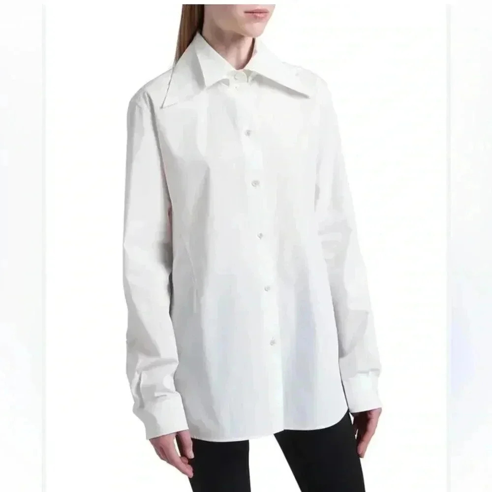 NWT $1400 VALENTINO Shirt IT40 US4 White Double Collar Made in Italy